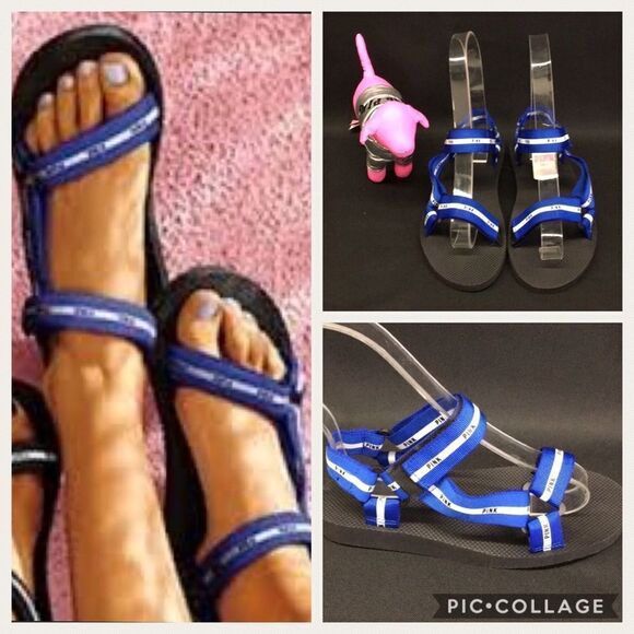 🔥Victoria’s Secret Pink Strappy-Slides-Sandals New - Picture 1 of 8